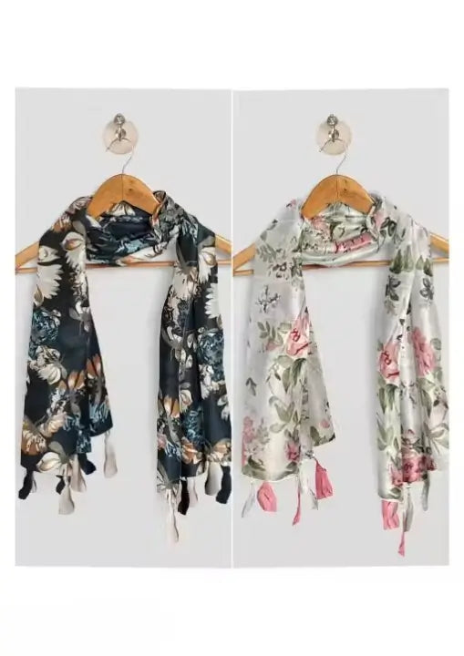 Printed Chiffon Stoles Pack of 2 Stylish Scarves