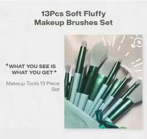Professional FIX+ Makeup Brushes Green Color Set of 13 PCS