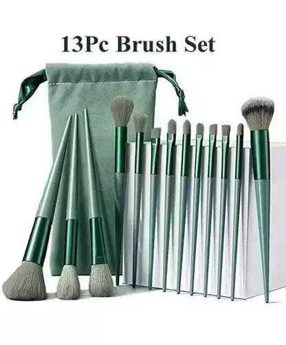 Professional FIX+ Makeup Brushes Green Color Set of 13 PCS