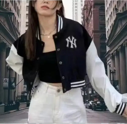 Stylish NY Varsity Jacket  Womens Fleece Outerwear