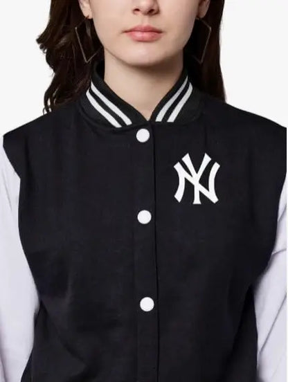 Stylish NY Varsity Jacket  Womens Fleece Outerwear