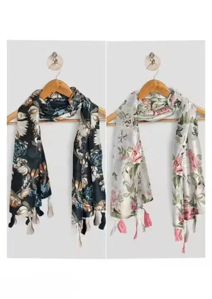 Printed Chiffon Stoles  Pack of 2 Stylish Scarves