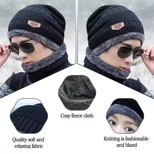 Woolen Beanie/Skull Cap & Neck Warmer Combo  Winter Wear Set