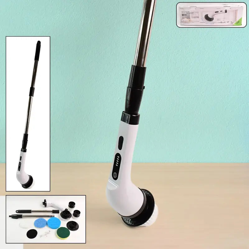 Scrubber Cleaning Brush with Extension Handle 7-in-1 Electric Spin