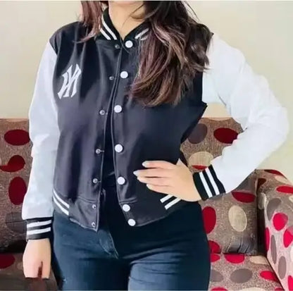 Stylish NY Varsity Jacket  Womens Fleece Outerwear