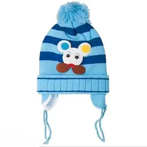 Multicolour New Born Baby Winter Soft Cap with Fur Inside  Pack of 2