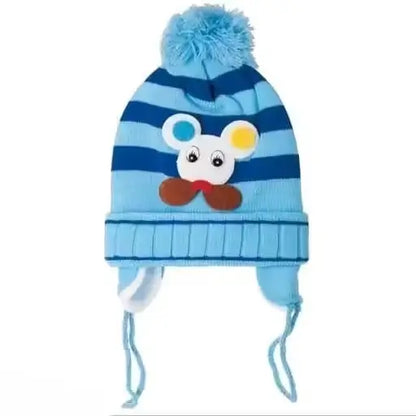 Multicolour New Born Baby Winter Soft Cap with Fur Inside  Pack of 2