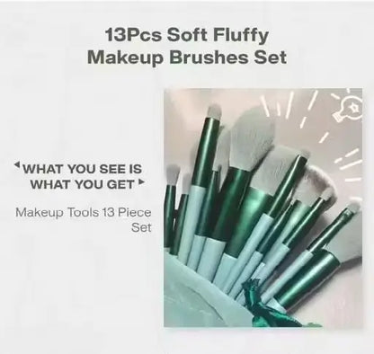 Professional FIX+ Makeup Brushes Green Color Set of 13 PCS