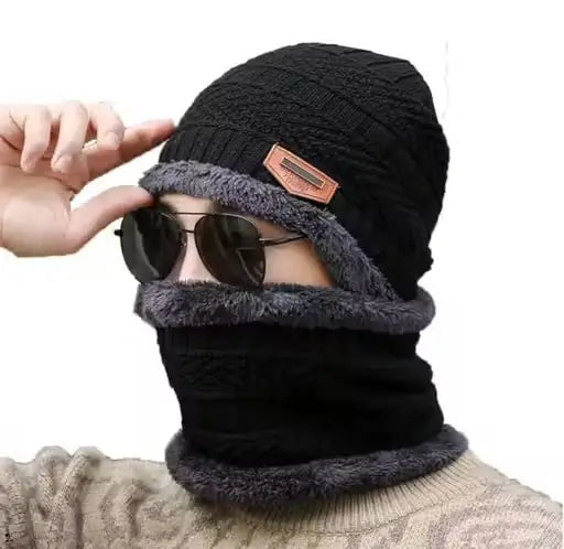 Woolen Beanie/Skull Cap & Neck Warmer Combo  Winter Wear Set